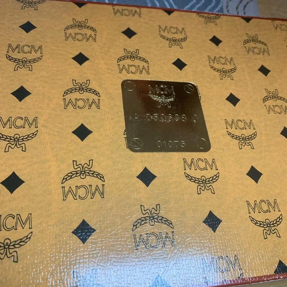 MCM Cream and Gold Hand and Face Towel Set